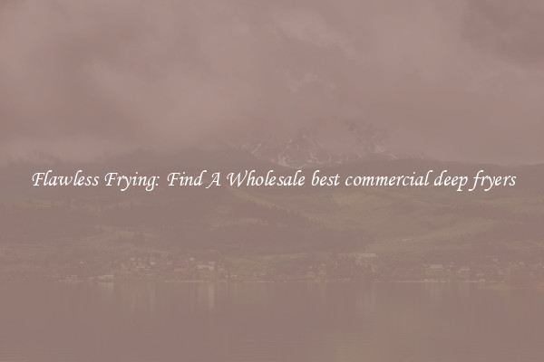 Flawless Frying: Find A Wholesale best commercial deep fryers