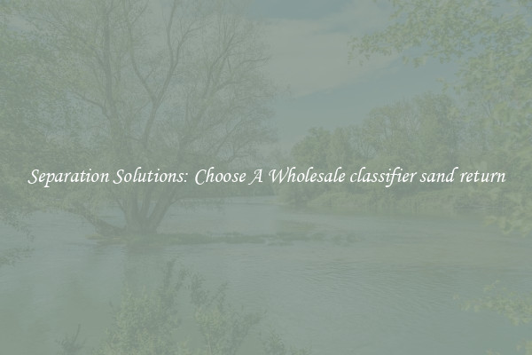 Separation Solutions: Choose A Wholesale classifier sand return
