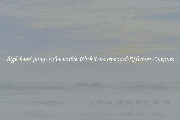 high head pump submersible With Unsurpassed Efficient Outputs